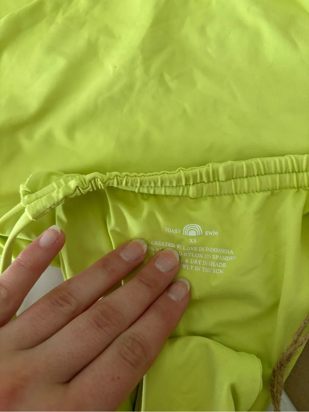 NWT Toast Swim Women's Bikini 3-PIECE Swim Set Neon Yellow One-Shoulder Green